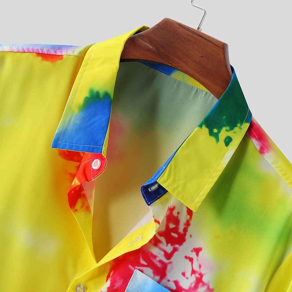 Camicia casual alla moda da uomo a maniche lunghe con collo alto stampato personalizzato in velluto spesso.