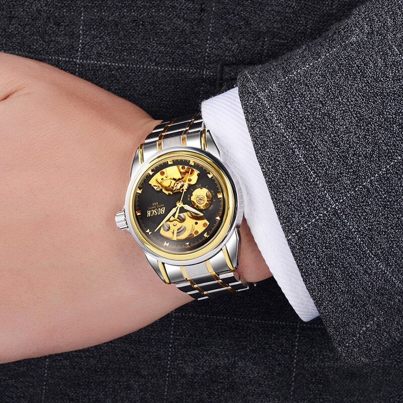 Men's Fashionable Automatic Mechanical Movement Watch Steel Band Waterproof Man Classic Fashion Watch - Acquisti Online