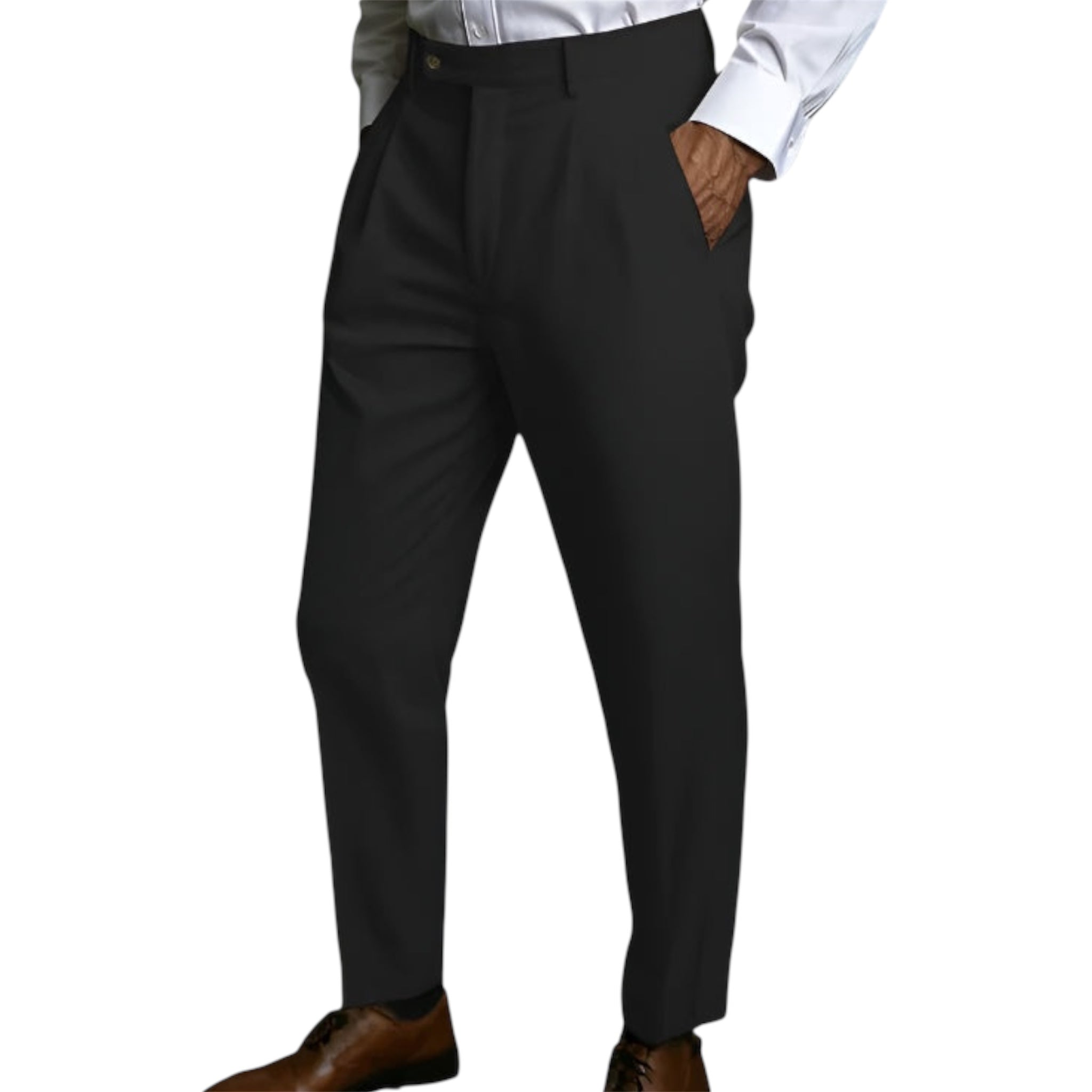 Heren modieuze zakelijke casual formele broek effen kleur middelhoge taille linnen zak plat comfortabele ademende herenbroek