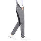 Men's Casual Pants Simple Plaid Slim Fit Straight-leg