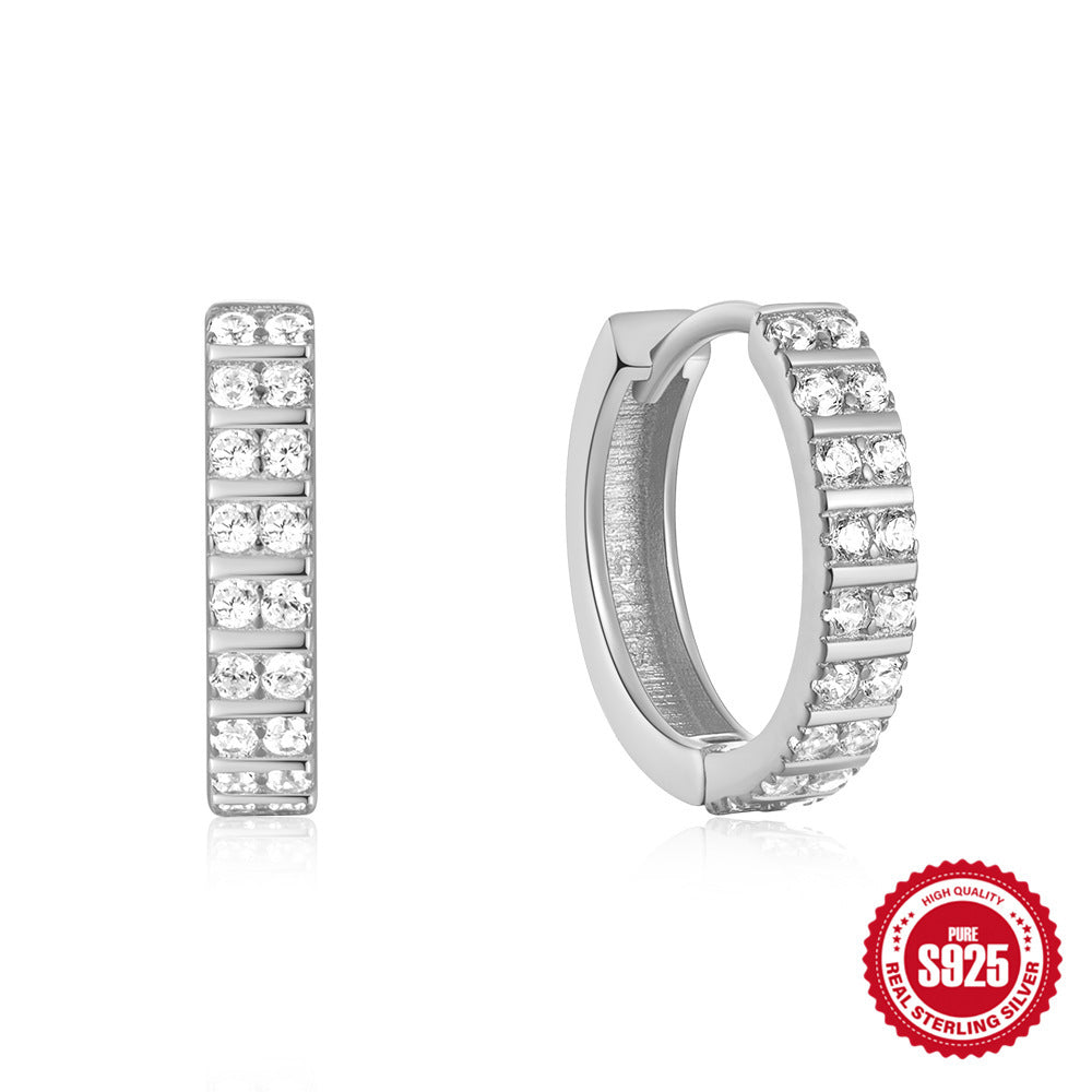 Women Luxury Earrings High Quality Elegant Sparkly Diamond Hoops Gold Plated S925 Silver Zircon Hoop Women Earrings - Acquisti Online