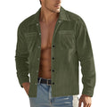 Men's Fashionable Shirt Long Sleeve Casual Multi Pocket Solid Color Corduroy Button up Slim Fit Men's Cardigan Shirt