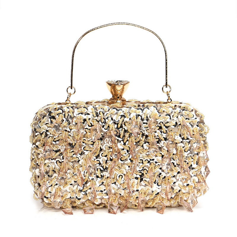 Luxe handtas voor dames met pailletten, handtas voor feestdiner, damesavondtas met ketting, damesbanket clutch