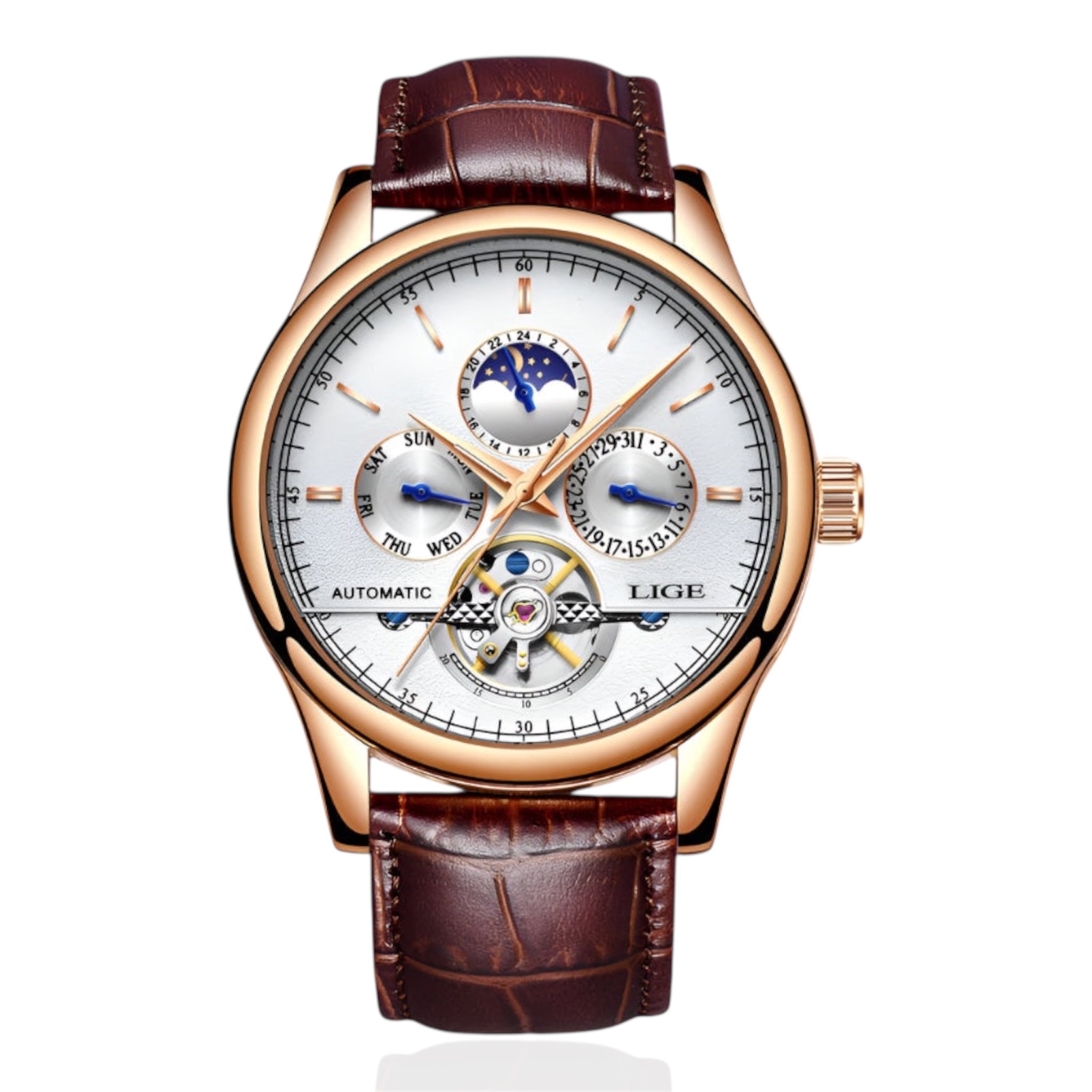 Orologi da uomo LIGE di lusso, orologio da polso automatico con tourbillon, sportivo, impermeabile, meccanico, per uomo.