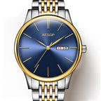 Orologio da polso meccanico automatico analogico da uomo AESOP Simple con calendario meccanico e carica automatica
