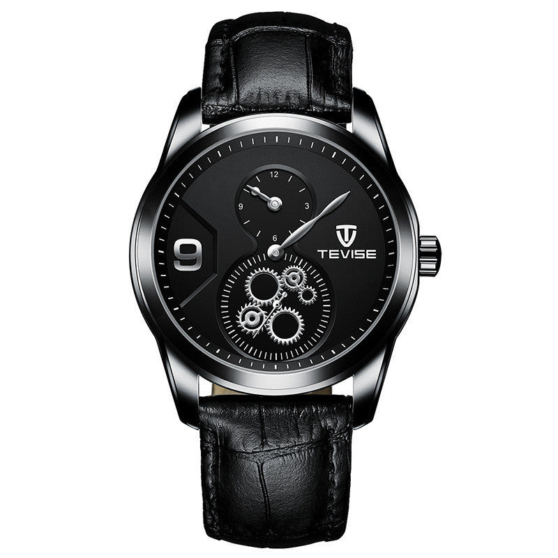 Orologio meccanico automatico da uomo Tevise Luxury Brand con cinturino in pelle originale in acciaio inossidabile, orologio da polso meccanico da uomo