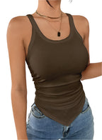 Effen tanktop met gerimpelde zoom voor dames