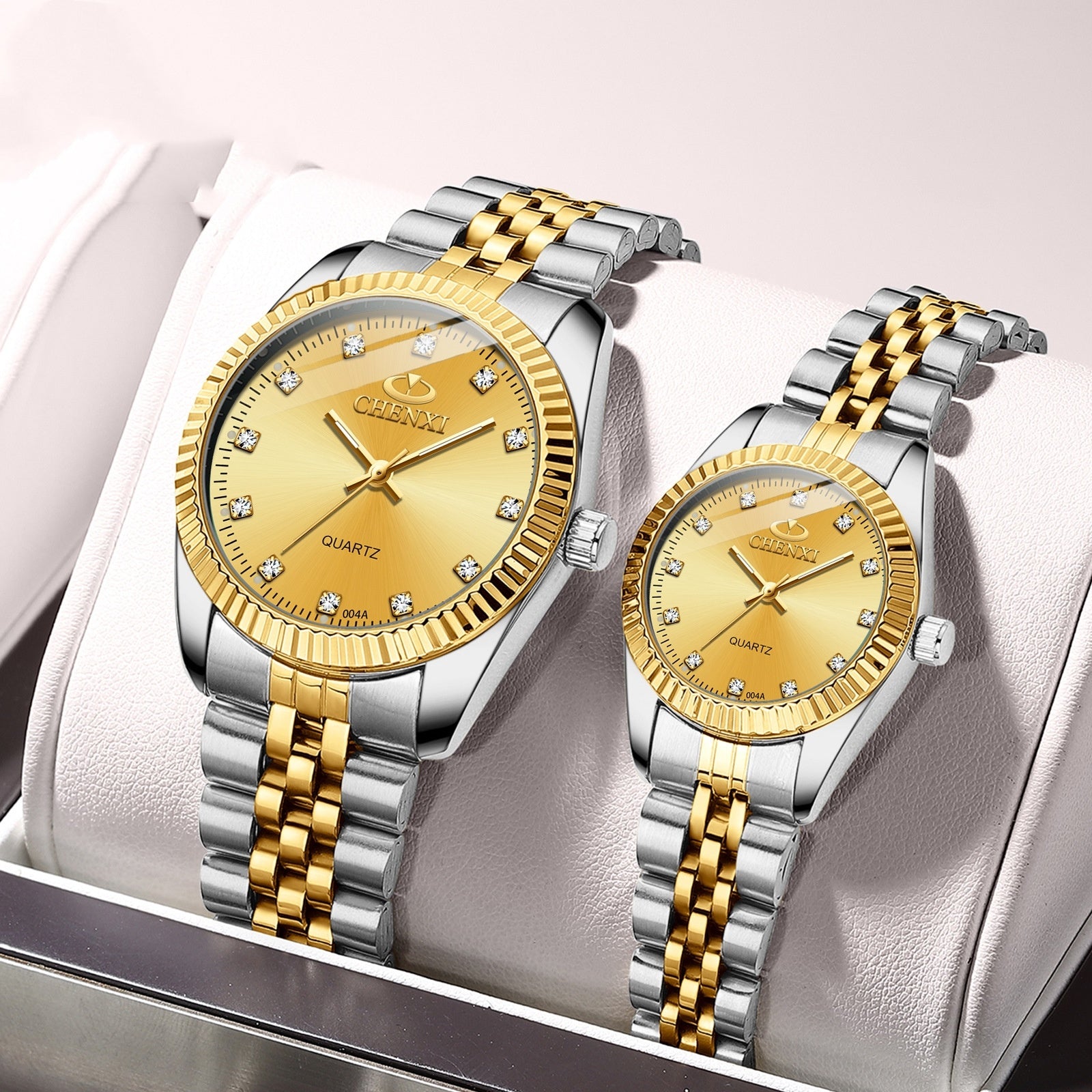 Men's and women's Quartz Rhinestone Simple Steel Belt Watch
