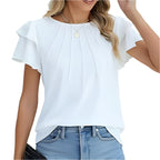 Dames Ruffle Shirts met Korte Mouwen
