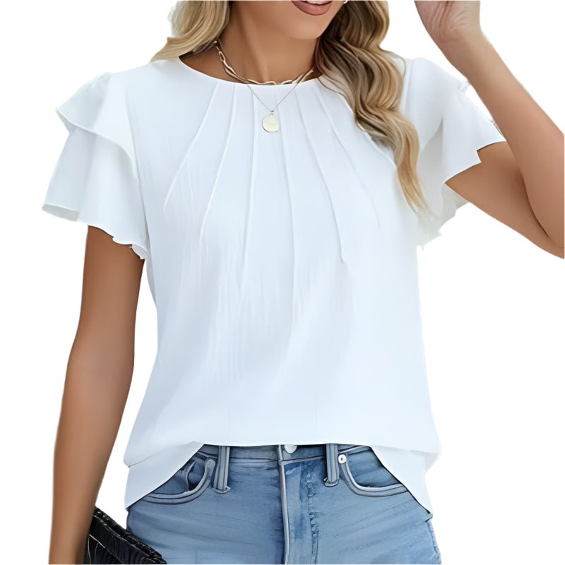 Dames Ruffle Shirts met Korte Mouwen