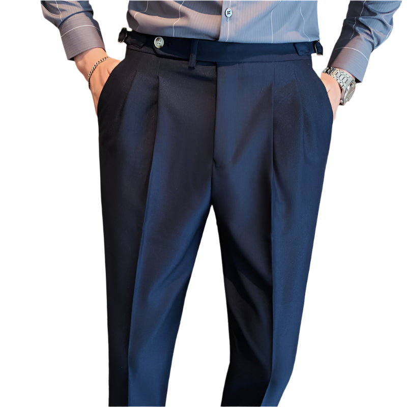 Men's Fashionable Business Casual Formal Pants Solid Color Cotton Blend Thin Draping Belt Decorative Men Casual Pants - Acquisti Online