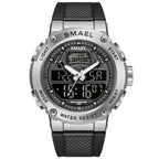 SMAEL Men's Military Watches, Multifunctional LED Wrist Watch with Dual Analog Digital Display, 50M Waterproof Outdoor Sports Watch