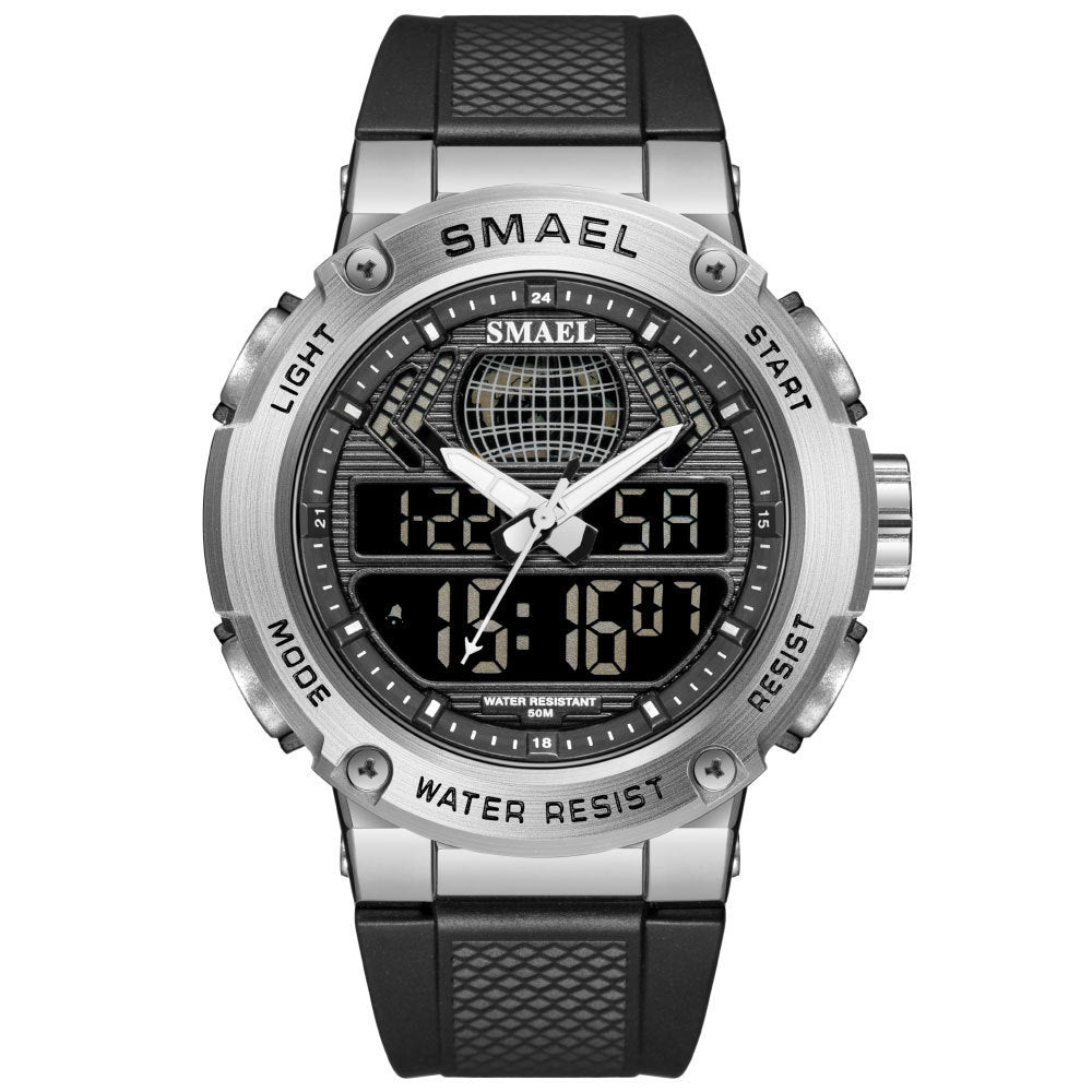 SMAEL Men's Military Watches, Multifunctional LED Wrist Watch with Dual Analog Digital Display, 50M Waterproof Outdoor Sports Watch