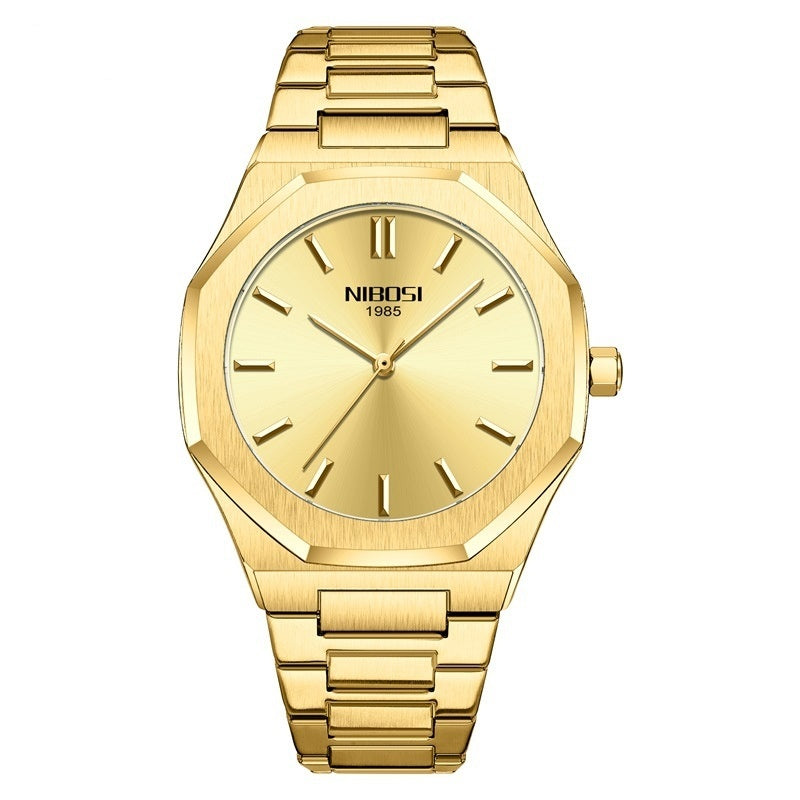 NIBOSI 2520 Stainless Steel Watch with Japanese Movement Back Chronograph Formal Men's Watch