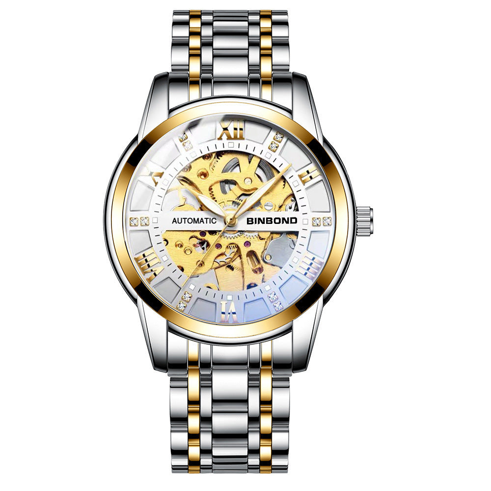 Men's Automatic Mechanical Watch Hollow Luminous Waterproof Simple Fashion Top Brand Stainless Steel Men's Watch - Acquisti Online