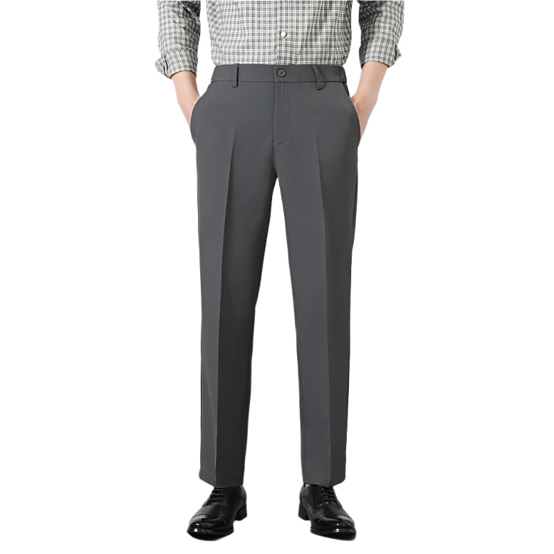 Heren modieuze zakelijke casual formele broek effen kleur polyester rits gulp micro elasticiteit heren casual formele broek