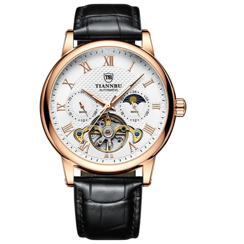 Orologio meccanico da uomo alla moda con quadrante grande in acciaio inossidabile e data luminosa