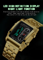Binbond Men's Steel Belt Electronic Watch Double Inserts Multi-Functional Waterproof Quartz Movement Watch - Acquisti Online