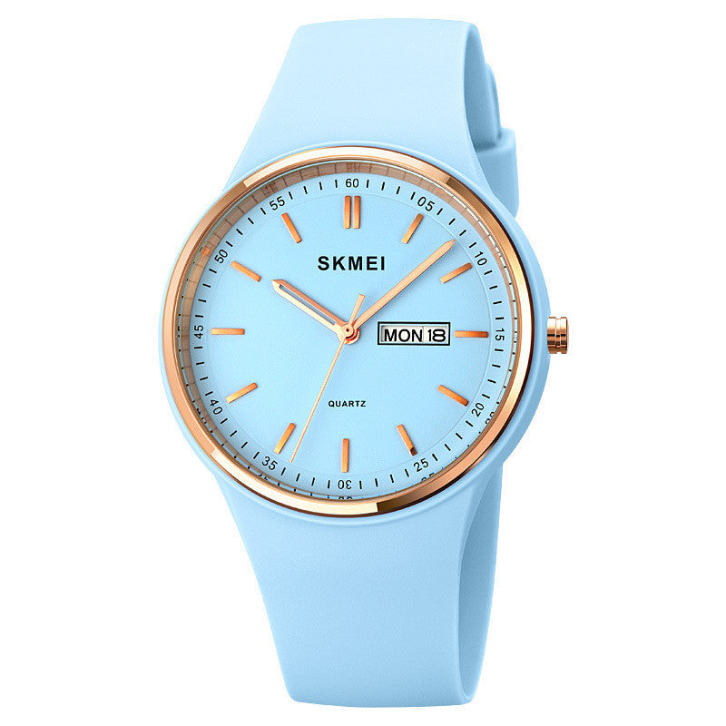 SKMEI Women Quartz Watches Silicone Band Big Dial Waterproof Fashion Casual Simple Quartz Watch Analog Day Date Wrist Watch