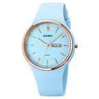 SKMEI Women Quartz Watches Silicone Band Big Dial Waterproof Fashion Casual Simple Quartz Watch Analog Day Date Wrist Watch