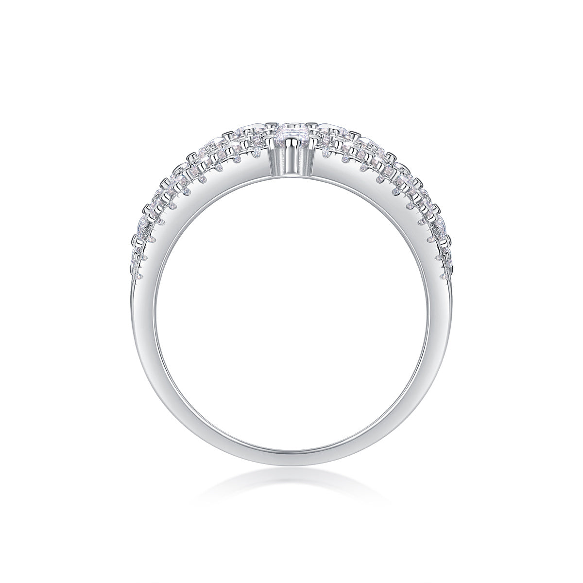 Women's Luxury Silver Ring Light Fine S925 Sterling Silver Moissanite Stones Elegant Sparkling Fashion Women's Ring - Acquisti Online