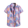 Man Fashionable Flower Design 3D Design Floral Cotton Vintage Blank Print High Quality V Neck Casual Hawain Shirt - Acquisti Online