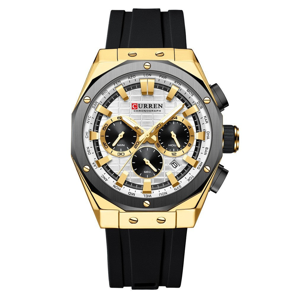 CURREN 8464 Man Fashion Silicone Strap Chronograph Sports Watch - Acquisti Online