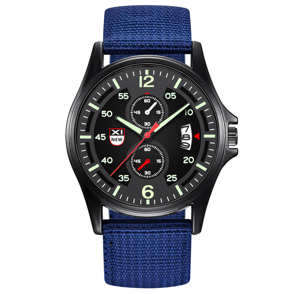 Orologio da polso da uomo al quarzo analogico, impermeabile, in nylon militare, con data, da uomo, con calendario, al quarzo