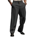 Men's Fashionable Casual Business Formal Wear Pants Button Solid Color Loose Straight Comfortable Men's Formal Pant - Acquisti Online