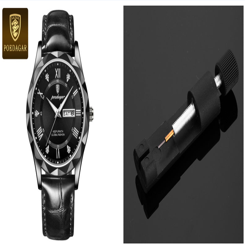 POEDAGAR Luxury Business Men's Wrist Watch Waterproof Luminous Date Week Men's Watch for Men Quartz Watch Leather Men's Watches reloj