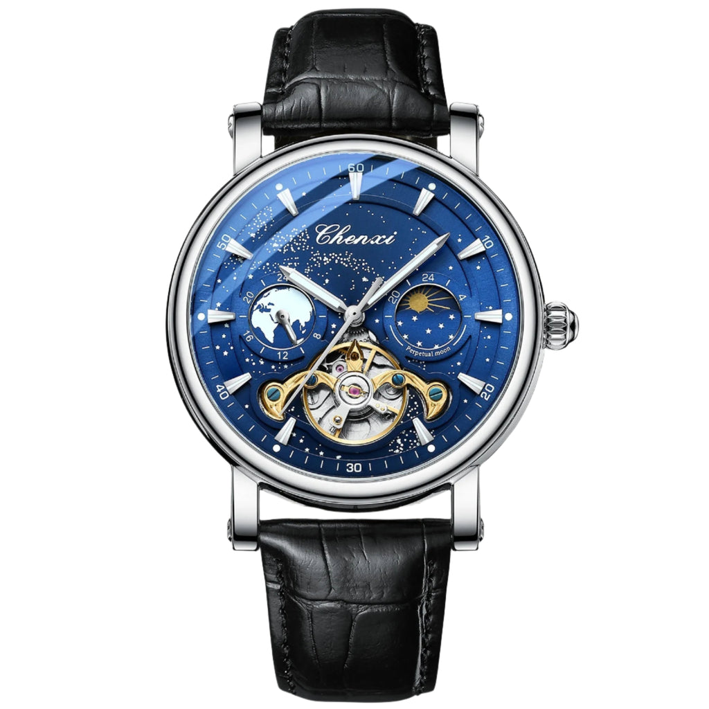 CHENXI Mens Automatic Mechanical Watch Tourbillon Luxury Quartz Waterproof Luminous Wristwatch