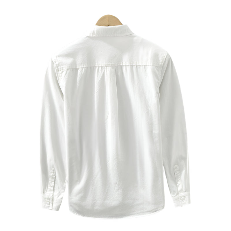 Men's Fashionable Casual Shirt Solid Color Pure Cotton Cardigan Simple Long Sleeve Shirt Men's Fashion Casual Shirt