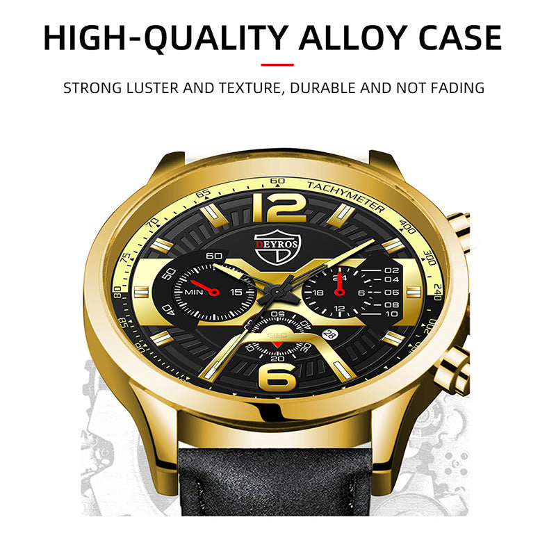 Orologio Automatico da Uomo Deyros Fashion Business Casual al Quarzo Impermeabile con Cinturino in Pelle