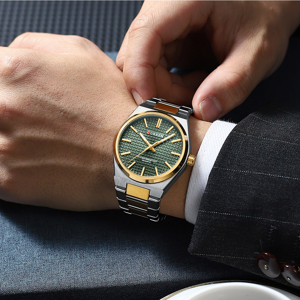Orologio da uomo Curren, casual da lavoro, con movimento automatico al quarzo, impermeabile, con cinturino in acciaio