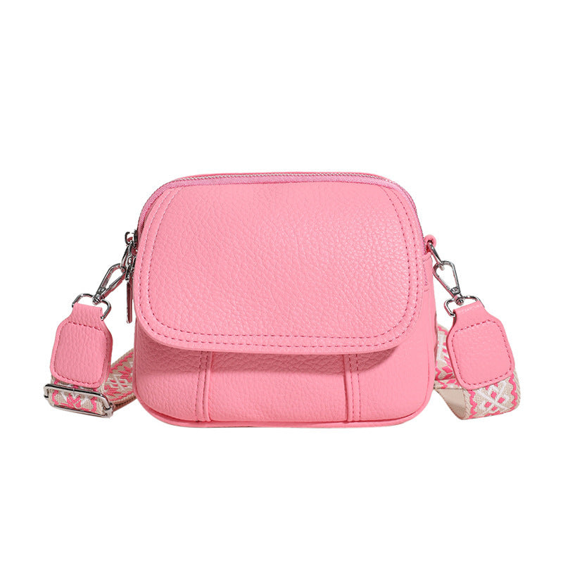 Eenvoudige crossbodytas voor dames, PU-leer, schouderband met meerdere zakken, grote capaciteit, modieuze schoudertas voor dames