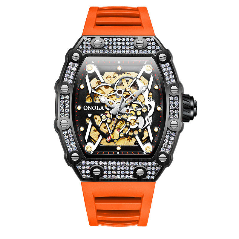ONOLA Luxury Automatic Mechanic Fashion Men's Silicone Band Waterproof Mechanical Watch