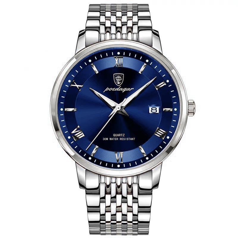 POEDAGAR Luxury Watch Korean Style Brand Men Sports Waterproof Week Date Quartz Wristwatches Luminous Stainless Steel Men's Watch - Acquisti Online