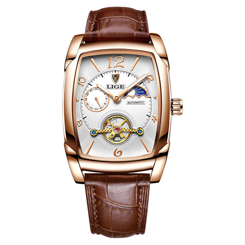 LIGE New Men's Watch Top Brand Luxury Business Men's Leather Wrist Quartz Watch