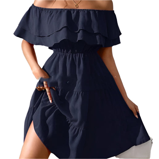 Effen kleur casual damesjurk van gemiddelde lengte, lente en zomer, perfect voor elke outfit