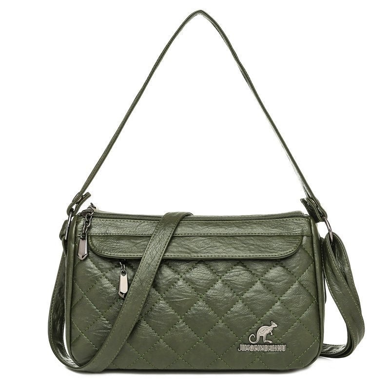 Women's Shoulder Bag Large Capacity Crossbody Multi Zipper Pocket PU Soft Leather Textured Fashionable Women's Crossbody Bag