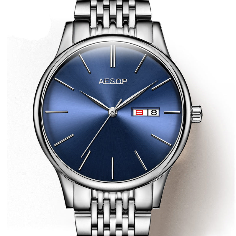 Orologio da polso meccanico automatico analogico da uomo AESOP Simple con calendario meccanico e carica automatica