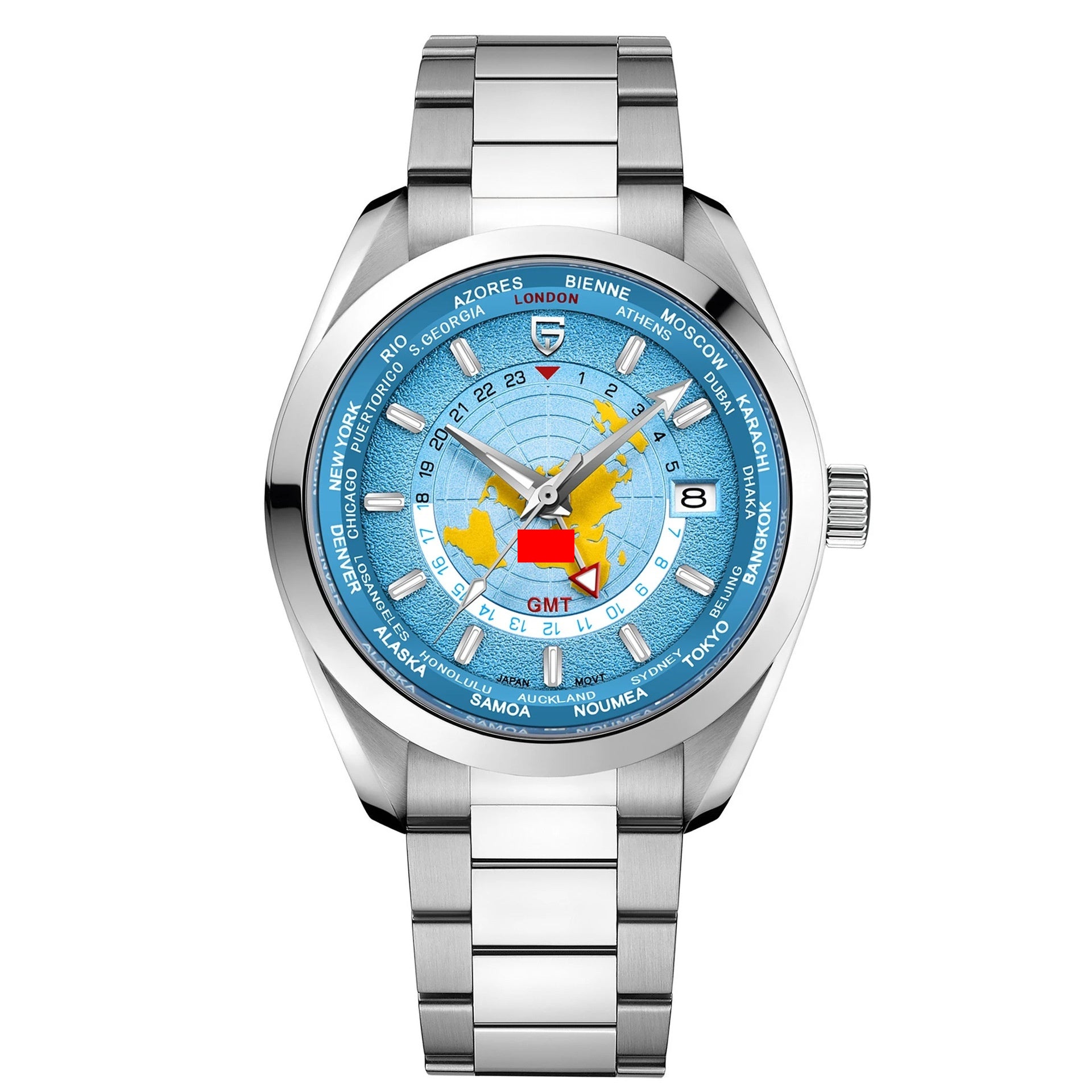PAGANI DESIGN 2024 New GMT Men's Watches Luxury Automatic Watch Men NH34A Mechanical Wristwatch Men Dual time zone map Design