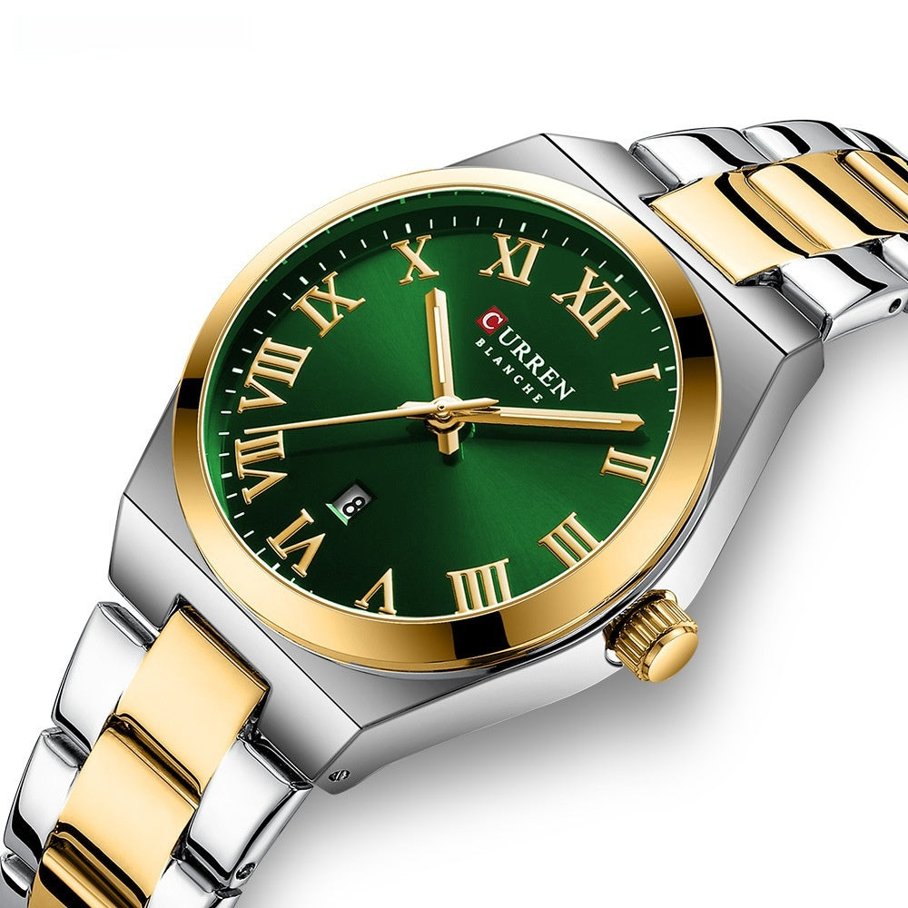 CURREN 9095 Luxe dameshorloges, modieus, casual, dameshorloge van roestvrij staal, quartzhorloge, waterdicht dameshorloge