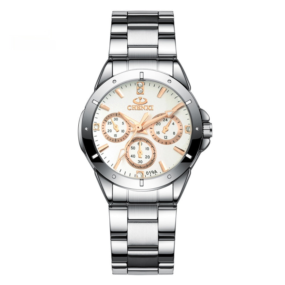CHENXI Koppelhorloges Cadeau Lover Horloges Mode Vrouwen Roestvrij Staal Waterdicht Kwarts Polshorloge