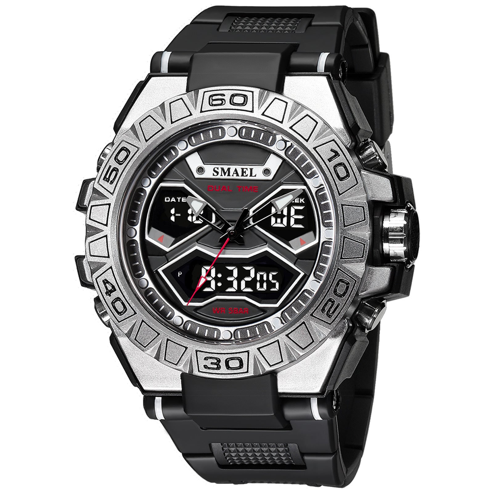 Orologio al quarzo luminoso impermeabile con doppio display