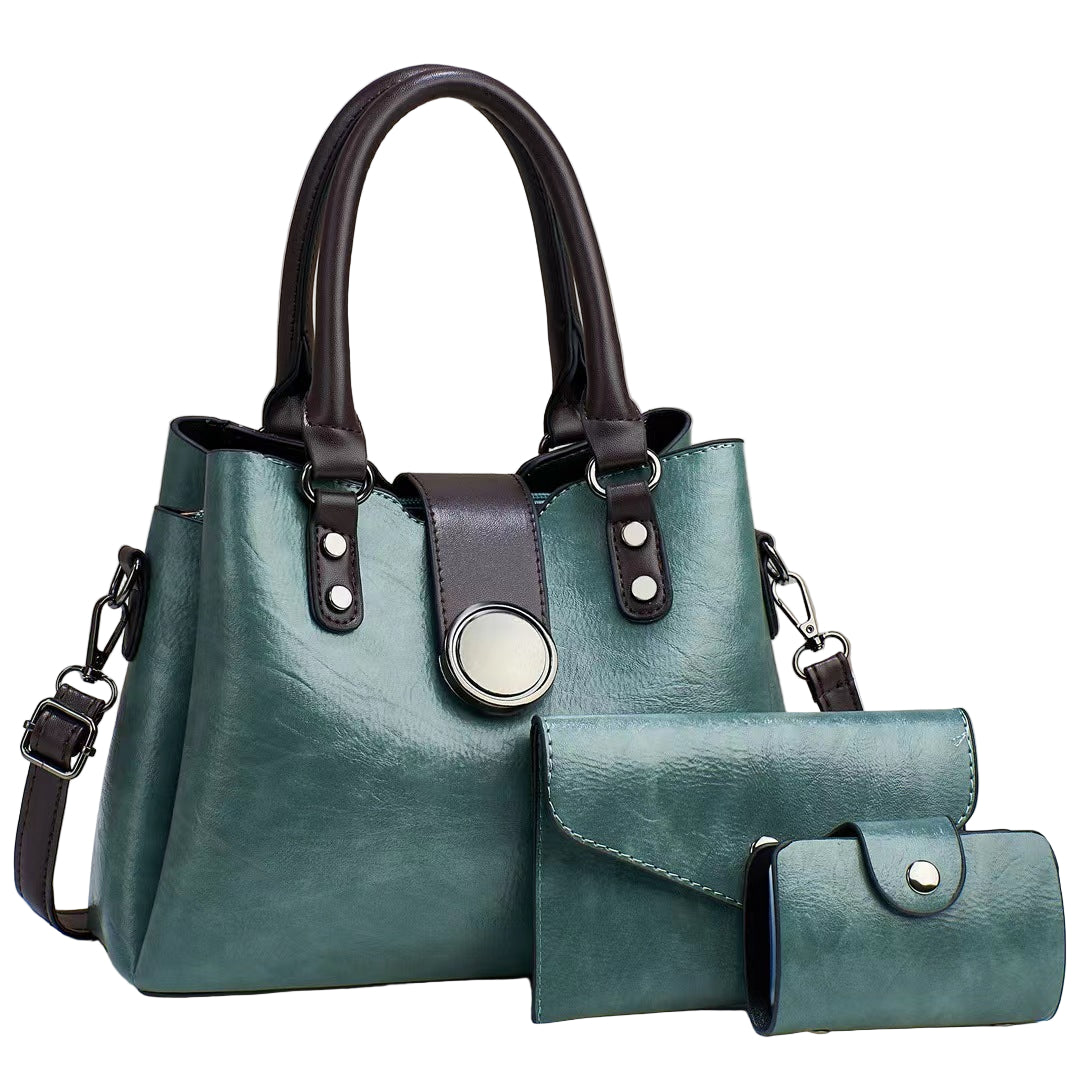Women's Fashion Simple Large Capacity Shoulder Messenger Handbag Three-piece Set - Acquisti Online