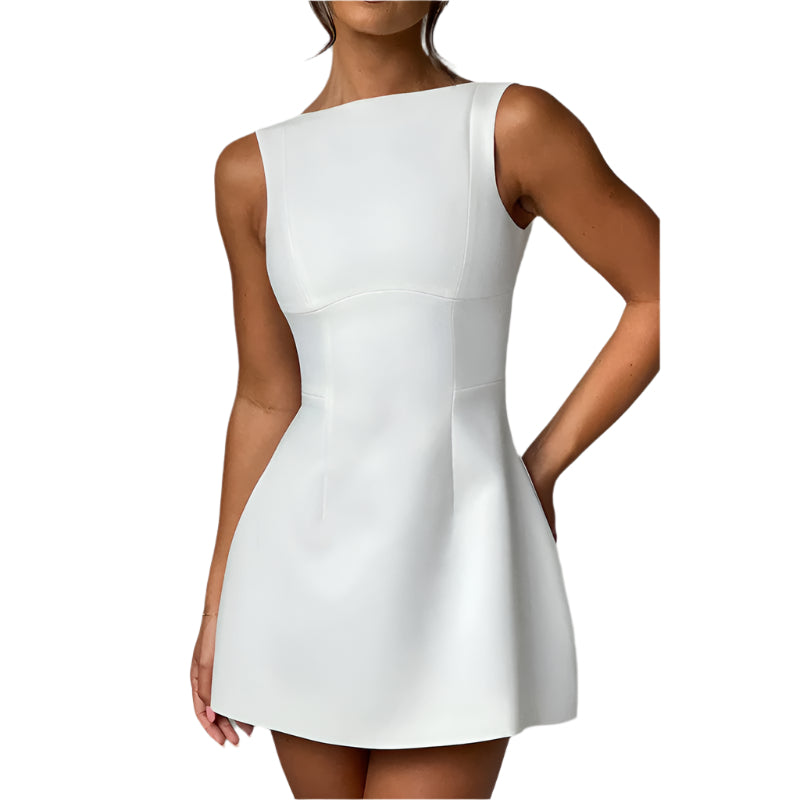 Fashionable Women's Slim-fitting Backless Dress Short Sleeveless Dresses High Waist Backless Women's Party Dress - Acquisti Online