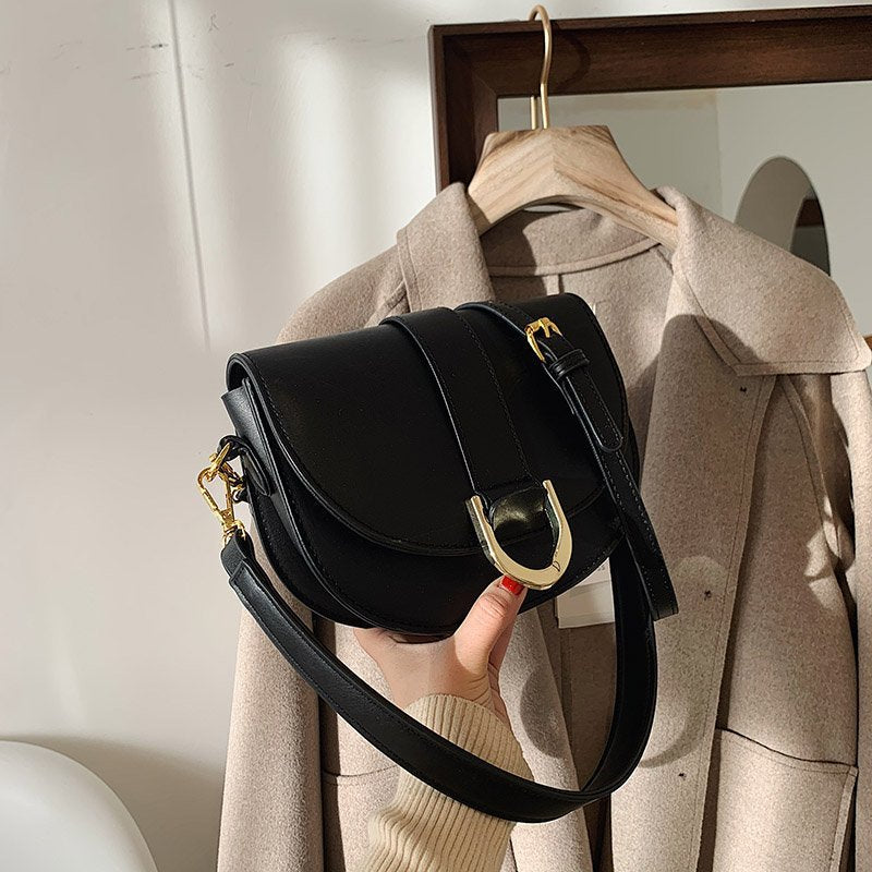 Small Shoulder handbag Microfiber Synthetic Leather Saddle Bags