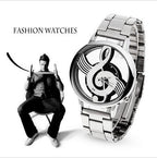 New Style look Music Note Men's Watch Stainless Steel Wristwatch Luxury Fashion Hollow Unisex Watch
