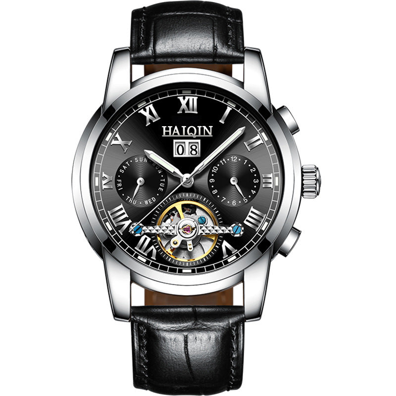 Orologio meccanico automatico da uomo con tourbillon cavo luminoso e impermeabile alla moda